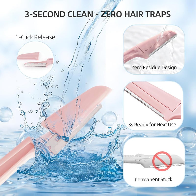 bedace Dermaplane Razor for Women Face,Stocking Stuffers 6 pack Folding Eyebrow Razor Facial Hair Removal for Women and Men Travel,Dermaplaning Beauty Tool - Image 4